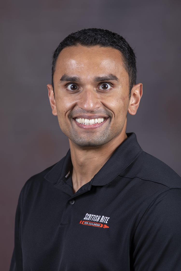 Rushi Patel, P.T., D.P.T, SCCE, is a Sports Physical Therapist at Scottish Rite for Children in Frisco.
