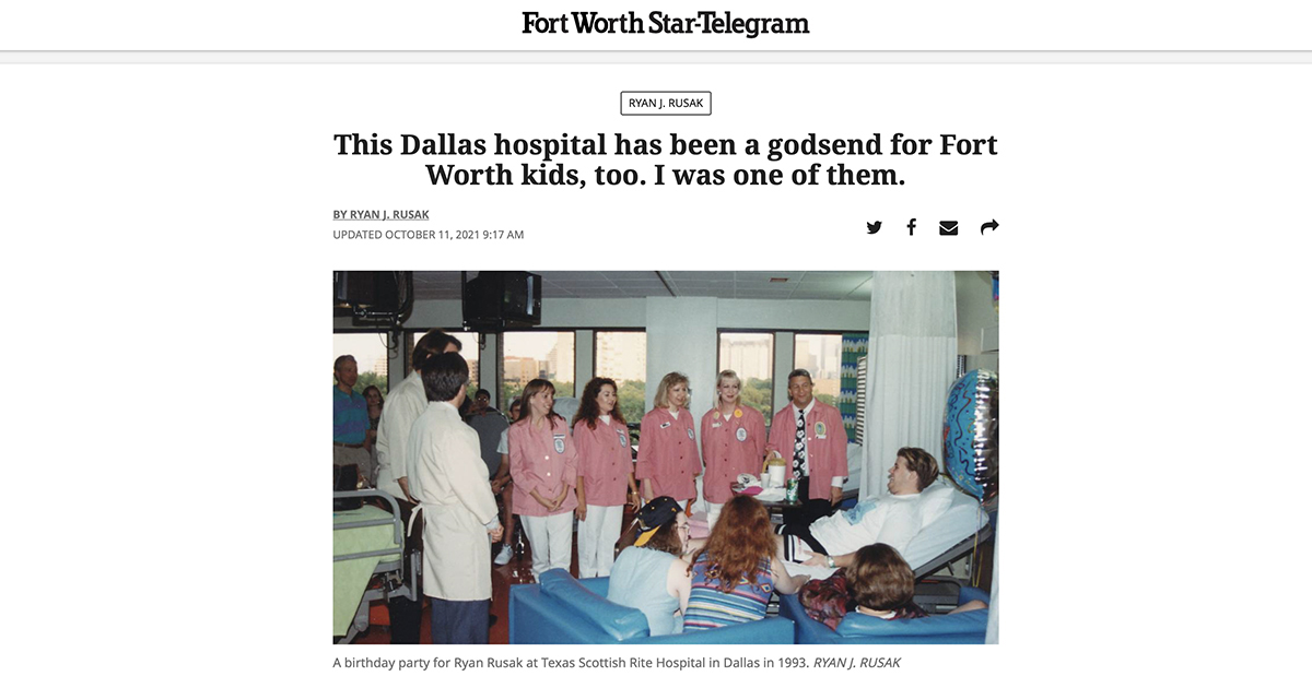 Fort Worth Star-Telegram: This Dallas hospital has been a godsend for Fort Worth kids, too. I was one of them.