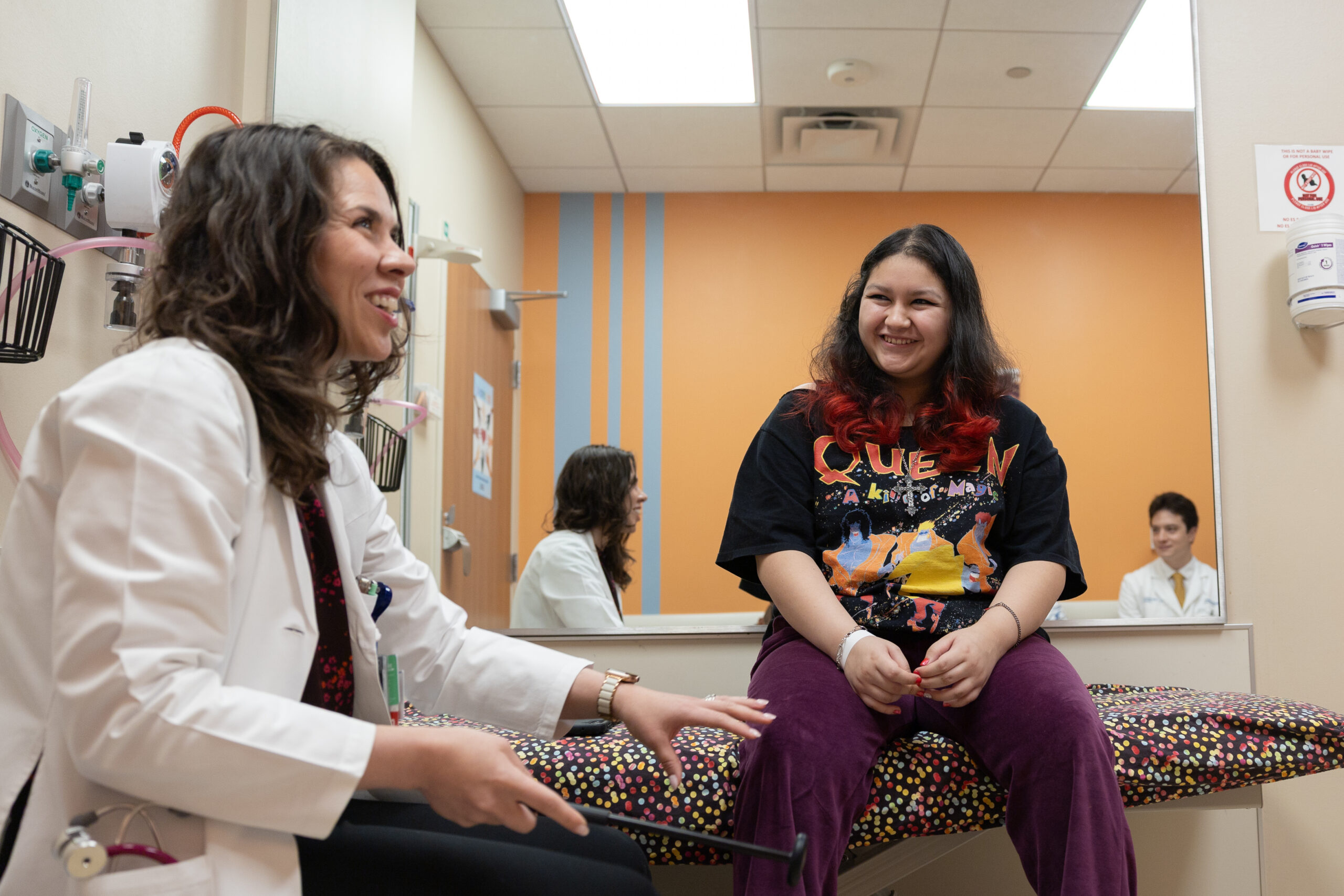 Neurology patient, Michelle Rios, working with doctor at Scottish Rite.